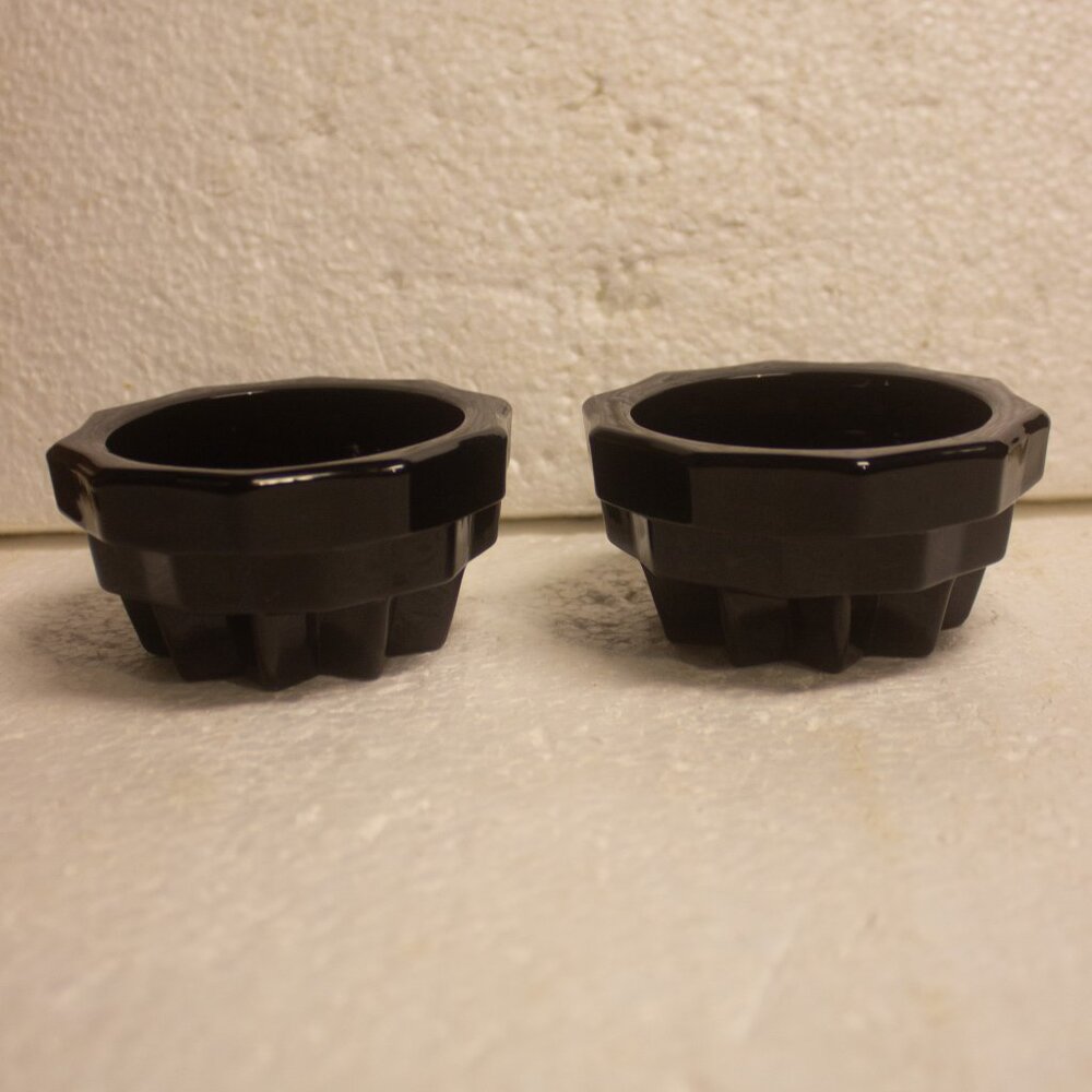 Indiana Glass Black Onyx Taper Candle Holder